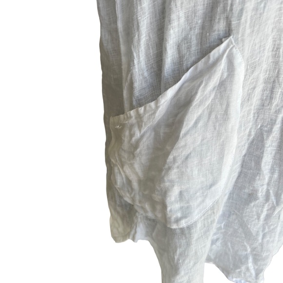 FORCYNTHIA BEACHWEAR LINEN POPOVER TOP POCKETS Excellent Pre-Owned Condition MED - Picture 2 of 8
